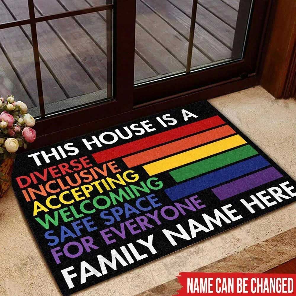 Personalized Lgbt Doormat This House Is A Safe Space For Everyone Doormat/ Pride Doormat Couple Gaymer/ Lesbian Couple Gift
