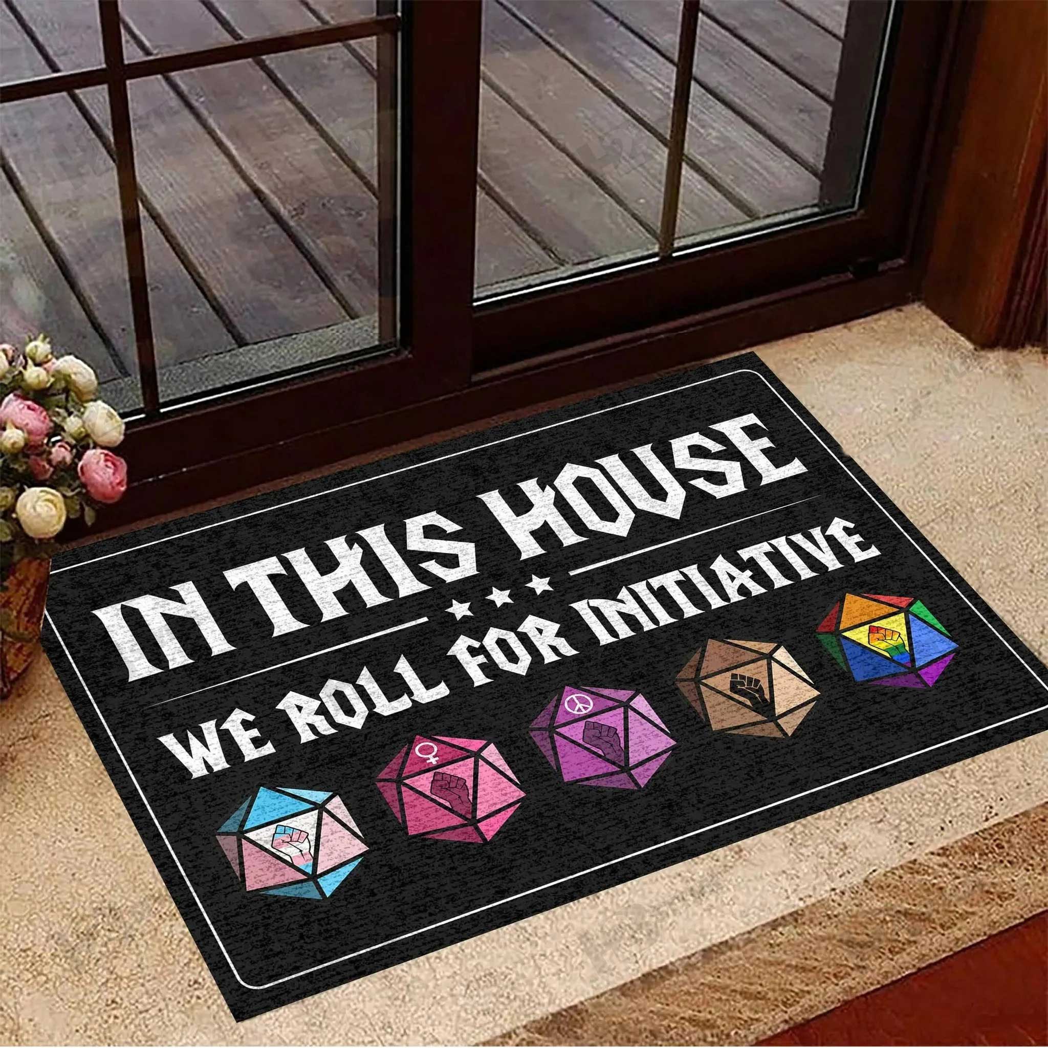 Pride Decor Doormat In This House We Roll For Initiative Lgbt Home Decor Gifts Doormat