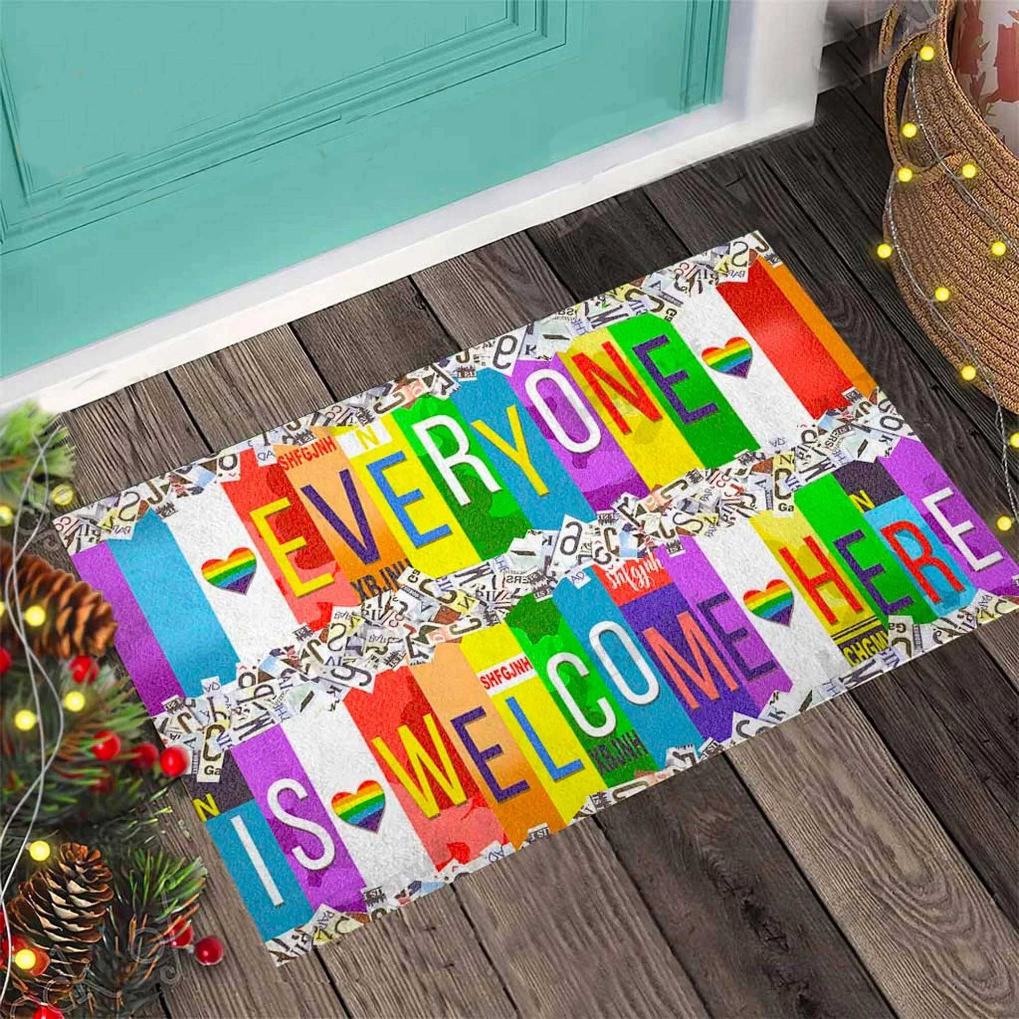 Pride Mat Lgbt Mat Welcome Mat Lgbt Pride Everyone Is Welcome Here Doormat