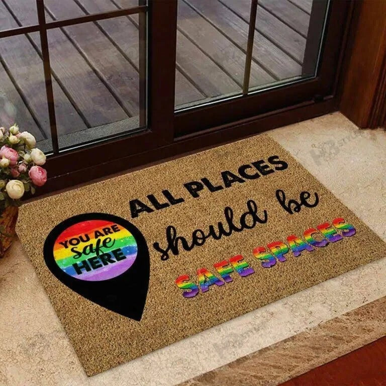 All Place Should Be Safe Spaces Pride Lgbt Doormat/ Pride Mat For Gay/ Lesbian Mat Gift