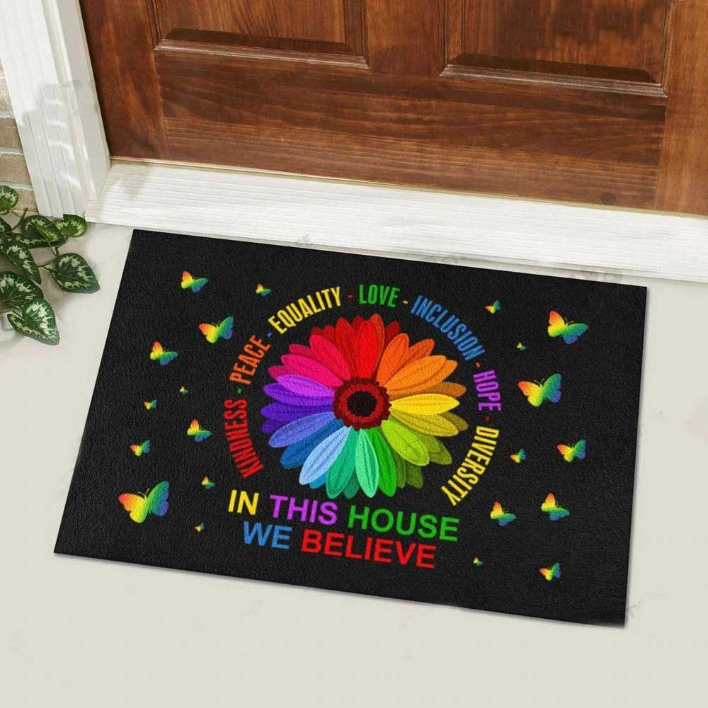 Pride Lgbtq Doormat/ In This House We Believe Lgbtq All Are Welcome Here Doormat