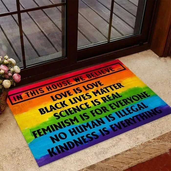 Pride Doormat/ Lgbt In This House We Believe Love Is Love Doormat Pride Gift