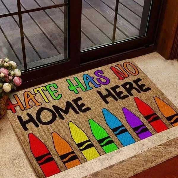 Lgbt Doormat Hate Has No Home Here Rainbow Pride Doormat