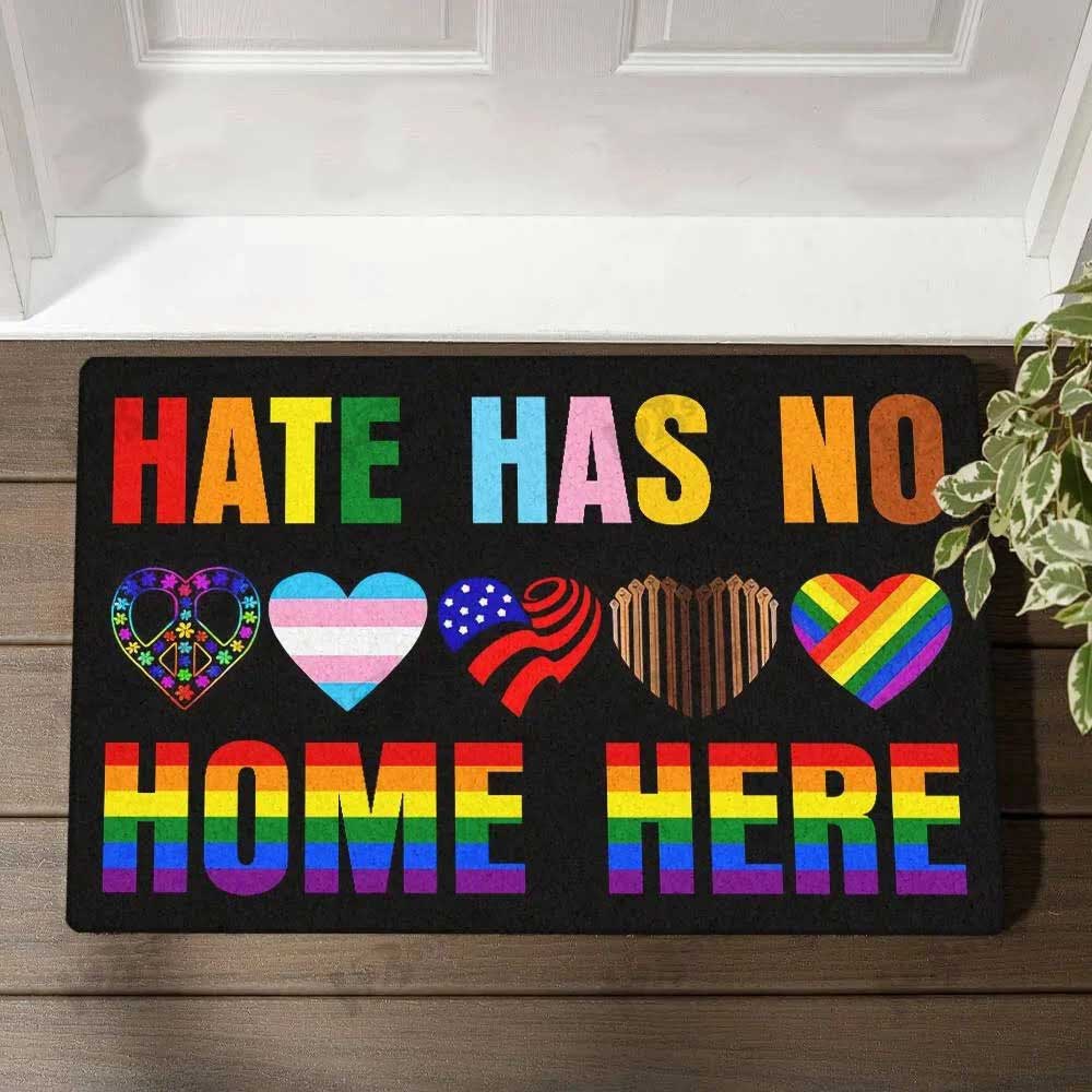 Pride Doormat Hate Has No Home Here Lgbt Doormat/ Doormat For Gay Lesbian Transgender Doormat Gifts