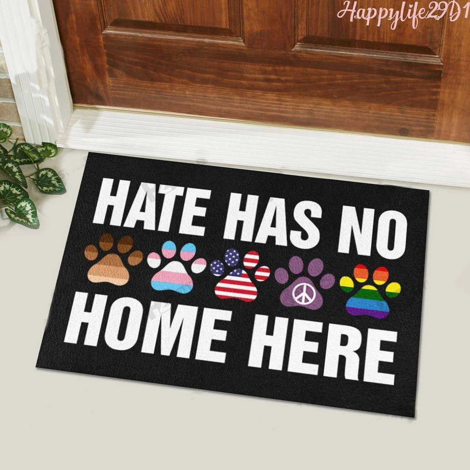 Lgbt Doormat Pride Mat Hate Has No Home Here Lgbtq Welcome Doormat Transgender Gift