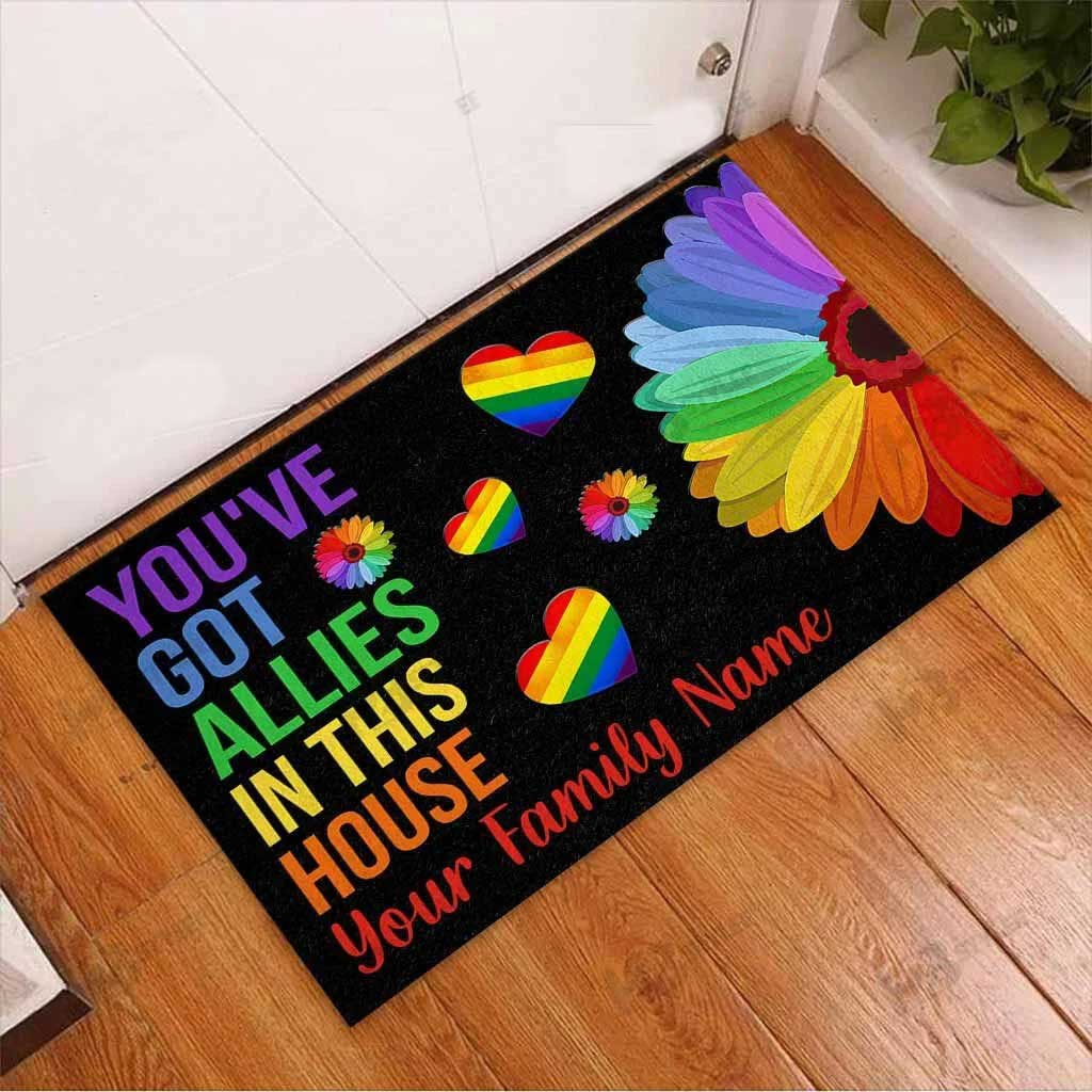 Pride Doormat For Ally/ Ally Gifts Lgbt You''Ve Got Allies In This House Custom Name Doormat