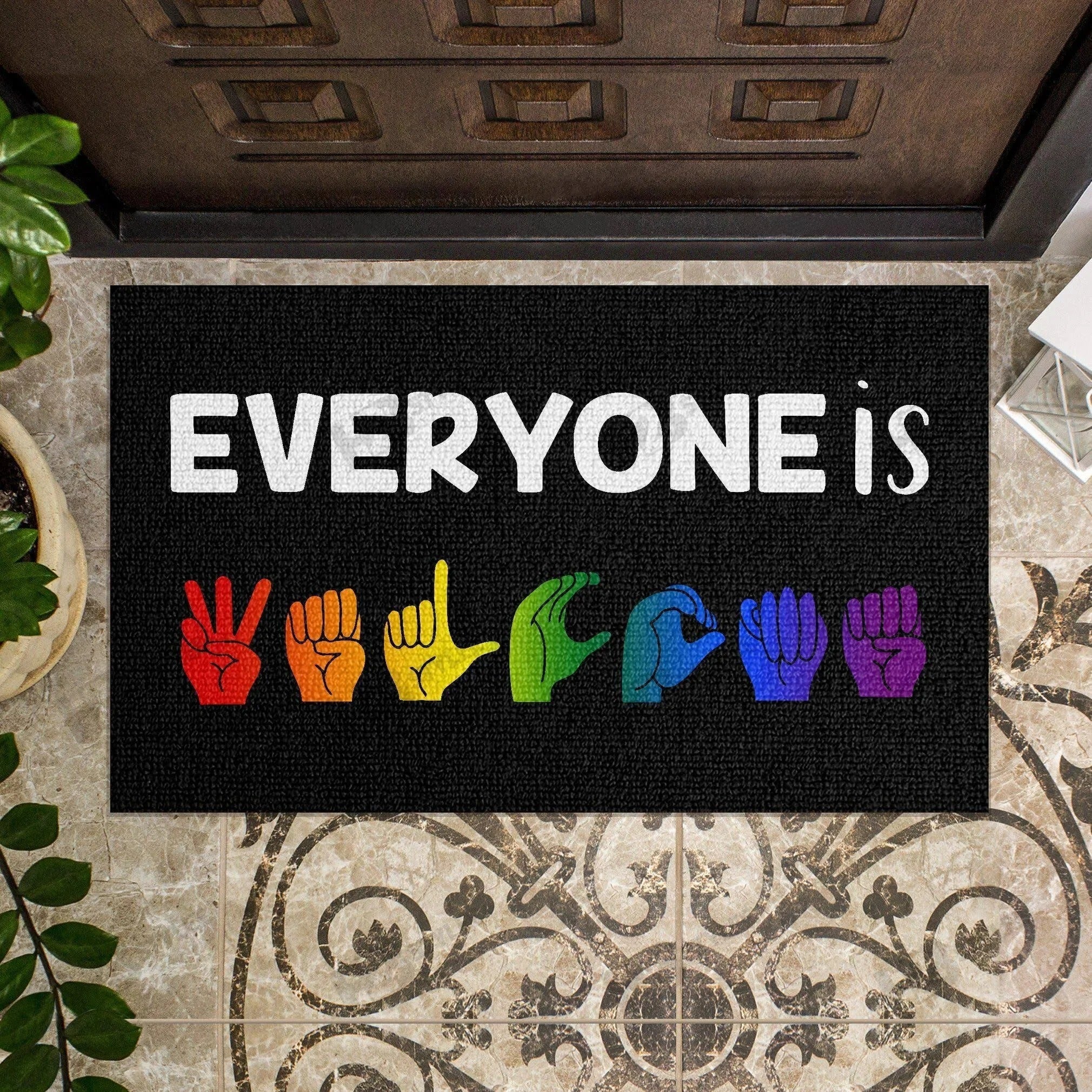 Pride Door Mat/ Pride Mat/ Pride Everyone Is Welcome Lgbt Doormat/ Gift For Lgbt Pride Month