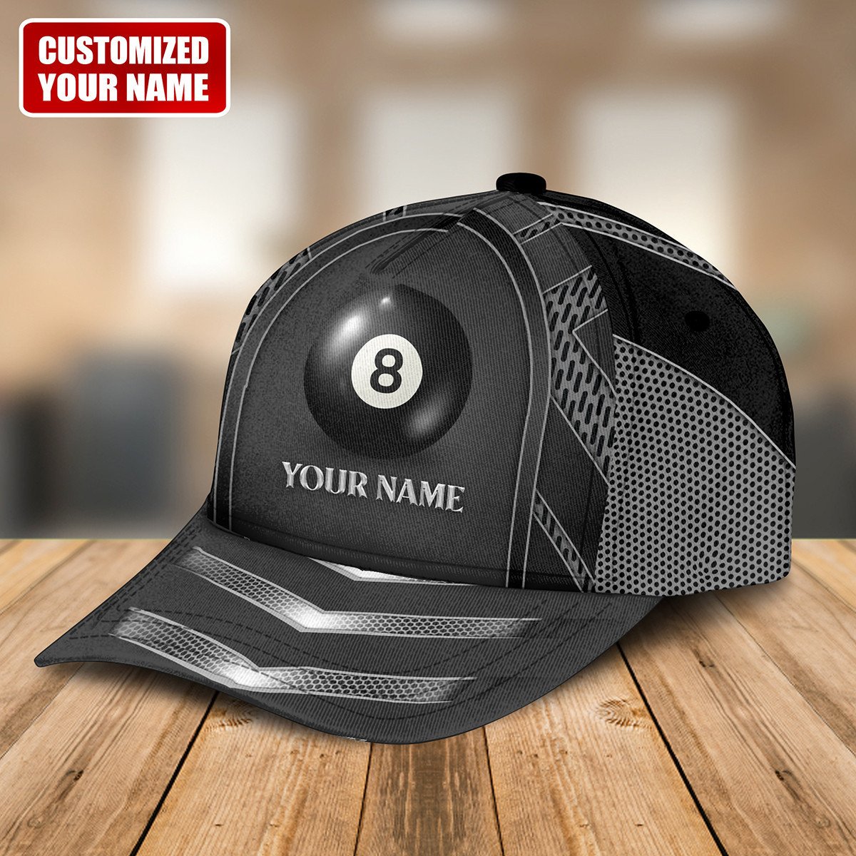 Billiards 8 Ball Classic Cap/ Personalized Custom Name Billiard Baseball Cap/ Idea Gift for Billiard Player