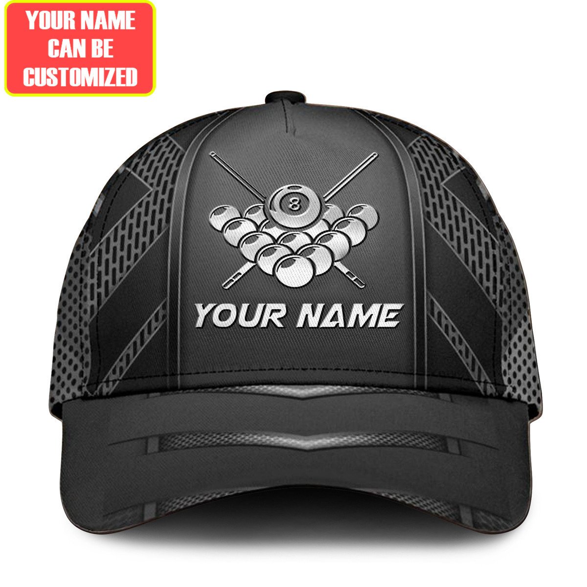 Custom Name 8 Ball and Cue Billiards Ball Classic Cap/ Baseball Cap for Billiard Team/ Billiard Hat