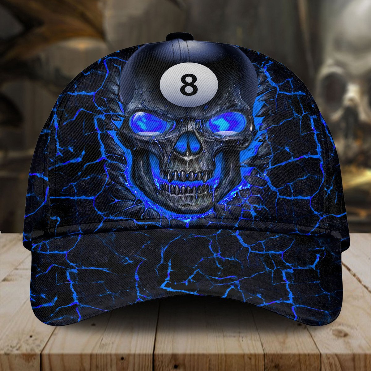 Personalized Skull 8 Ball Billiard Multi Color Classic Cap/ Gift for Billiard Player/ Skull Cap/ Billiard Hat
