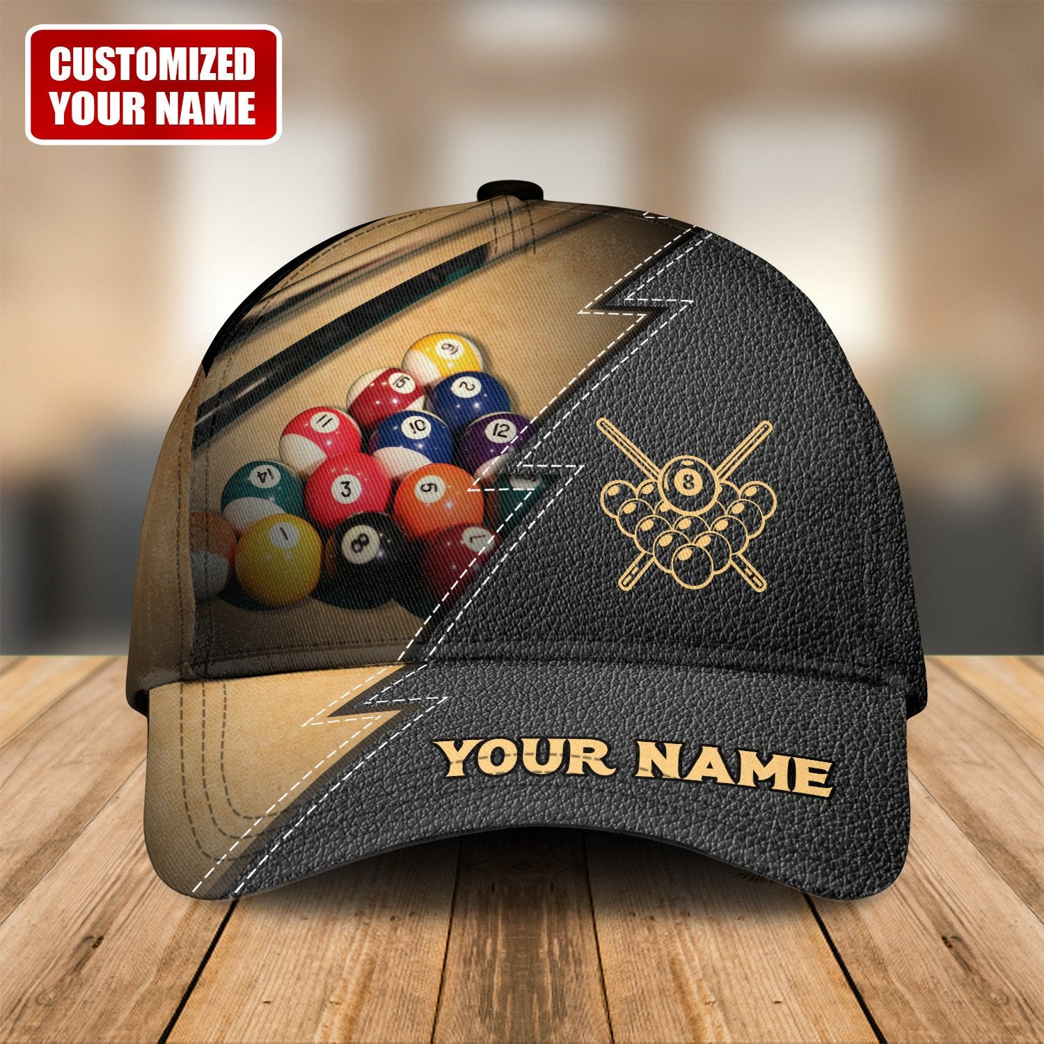 Customized Name Leather Billiard Classic Cap/ Baseball Cap Billiard for Men/ Billiard Hat