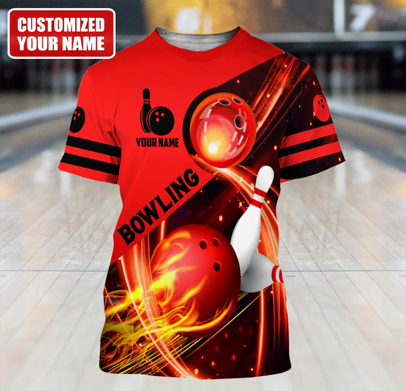 Custom Red Bowling 3D All Over Print Unisex Shirt Men Women