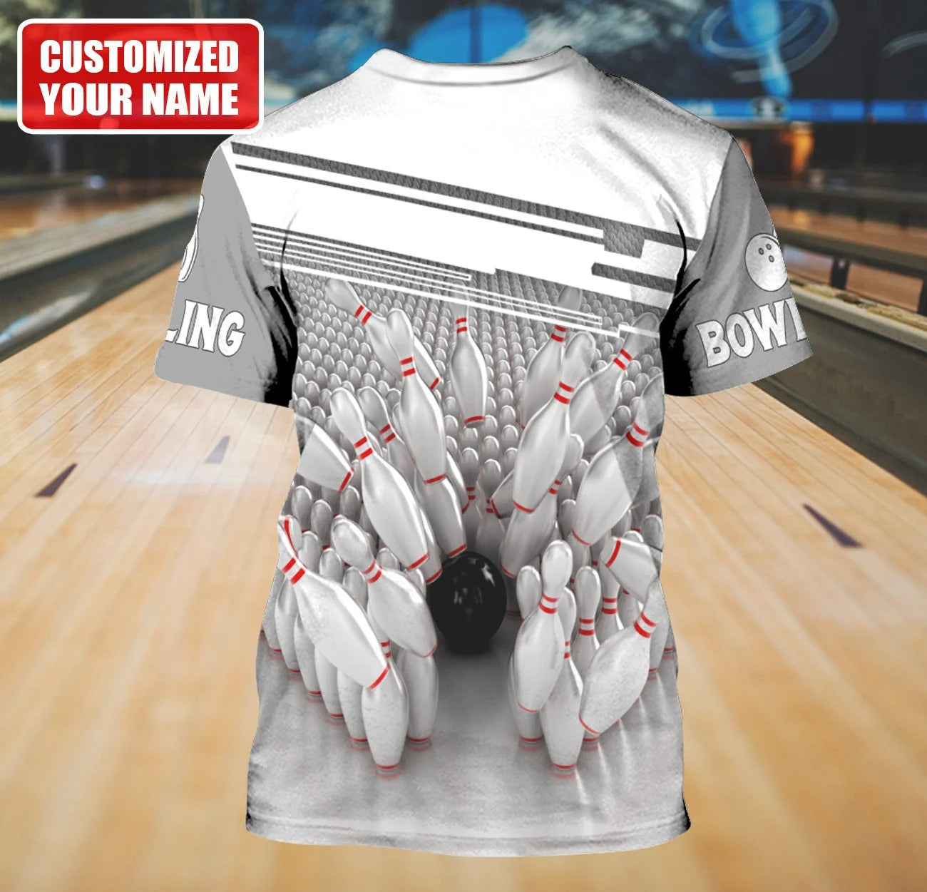Personalized Name 3D All Over Printed Grey Bowling Shirt Men Women Coolspod