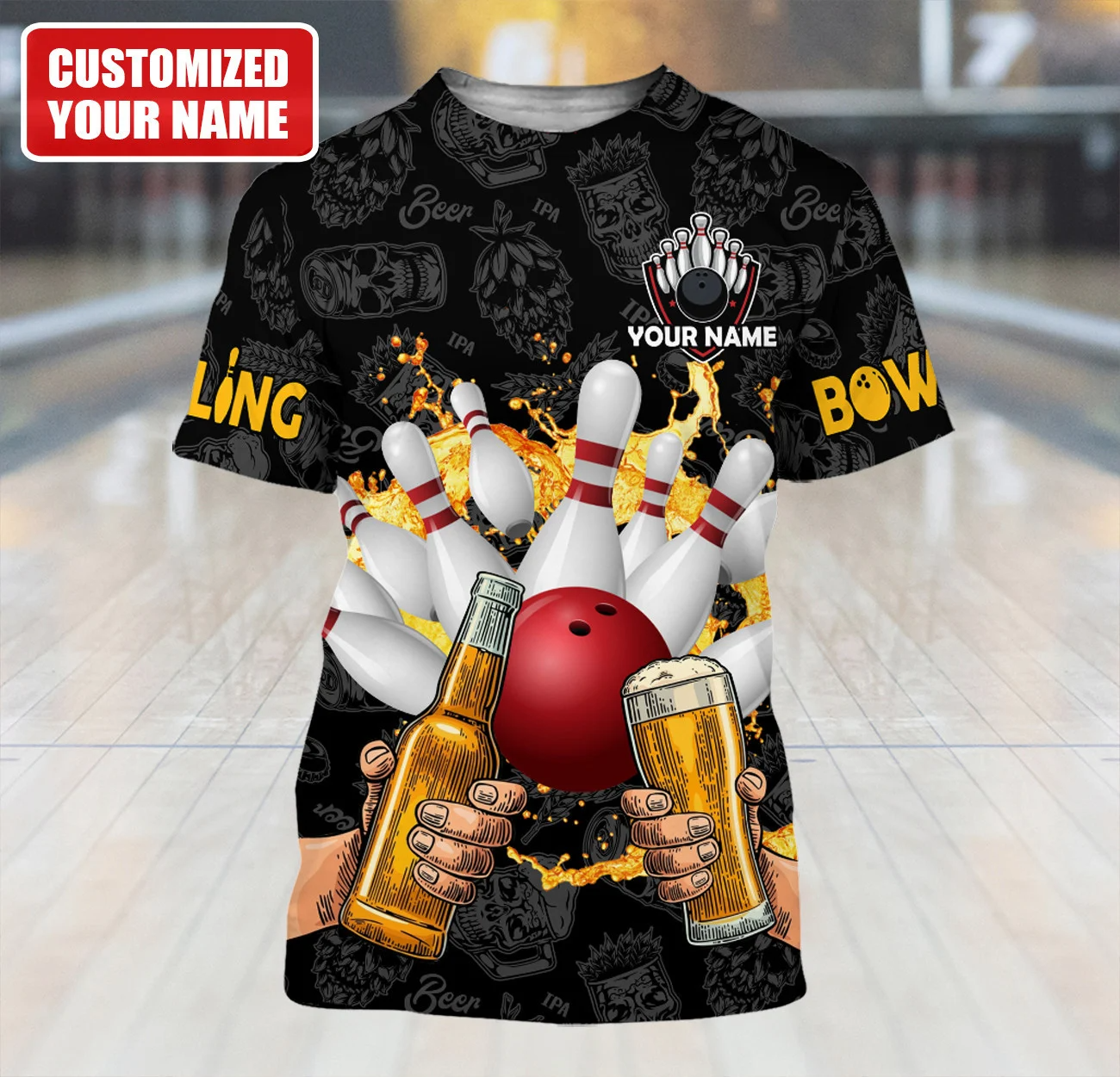 Custom Bowling And Beer T Shirt Men Women Bowling Beer 3D All Over Print Shirts