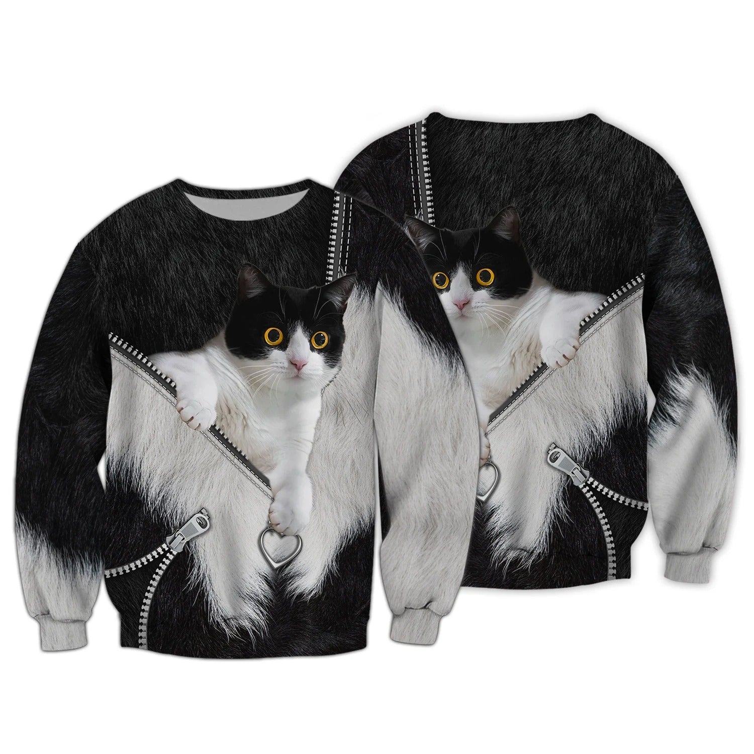 Cat Lover Shirts Cat Tuxedo 3D Full Print Shirts Cats Shirts/ Cat Hoodie Zip Up