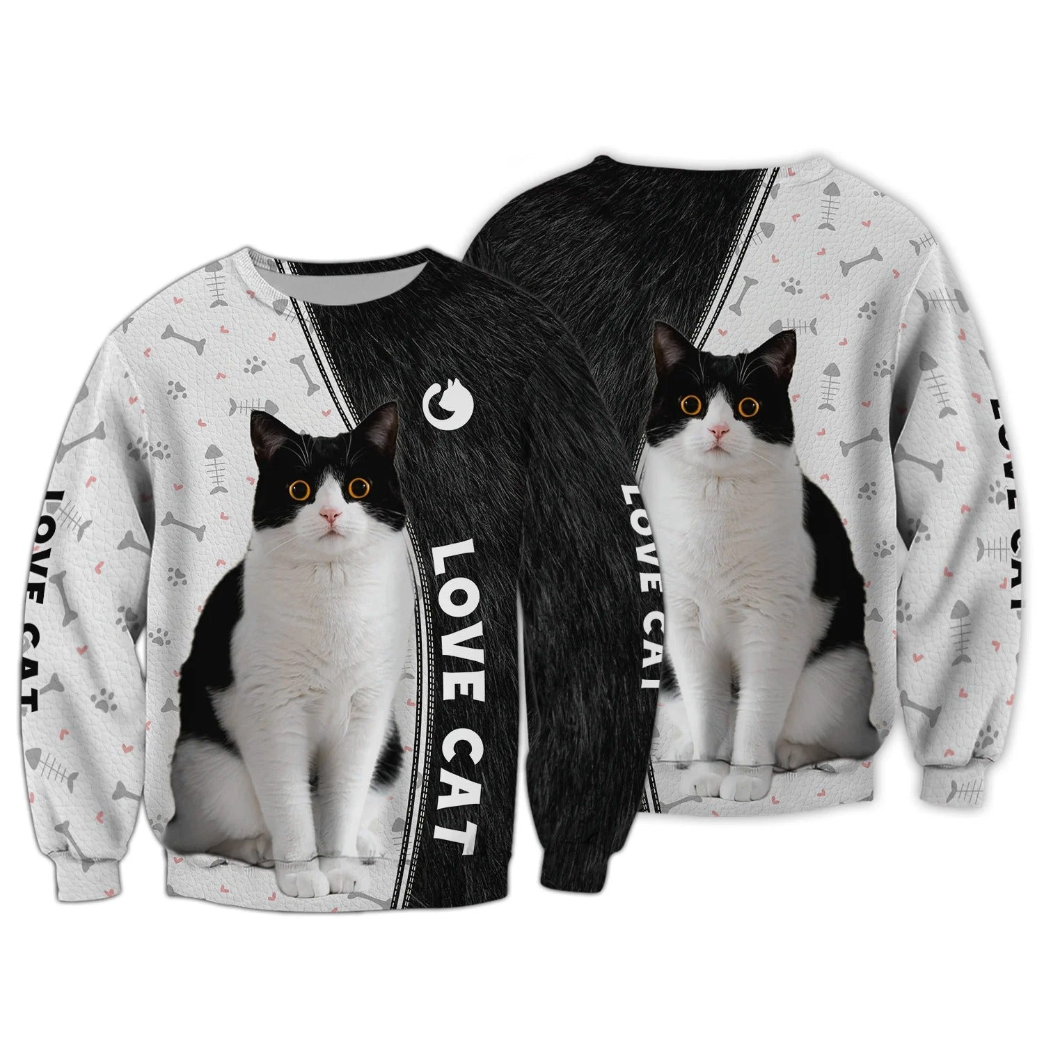 Cat Shirts Cat Tuxedo 3D Full Print Shirts/ Love Cat Hoodie Men Women/ Cute Cat Swearshirt