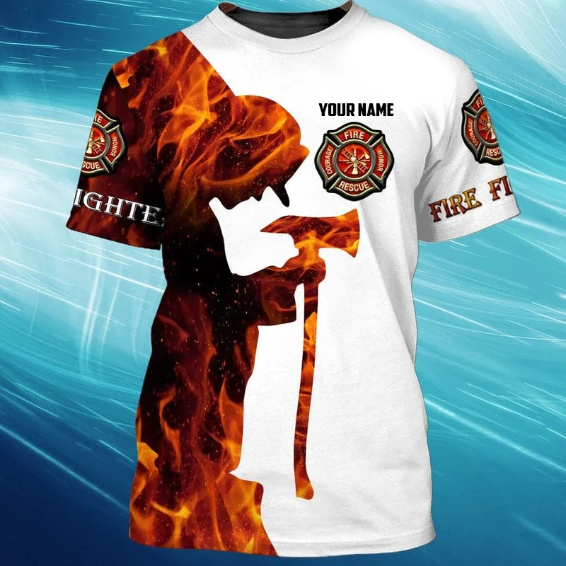 Personalized Custom Name Firefighter Apparel 3D Full Print Firefighter Tshirt
