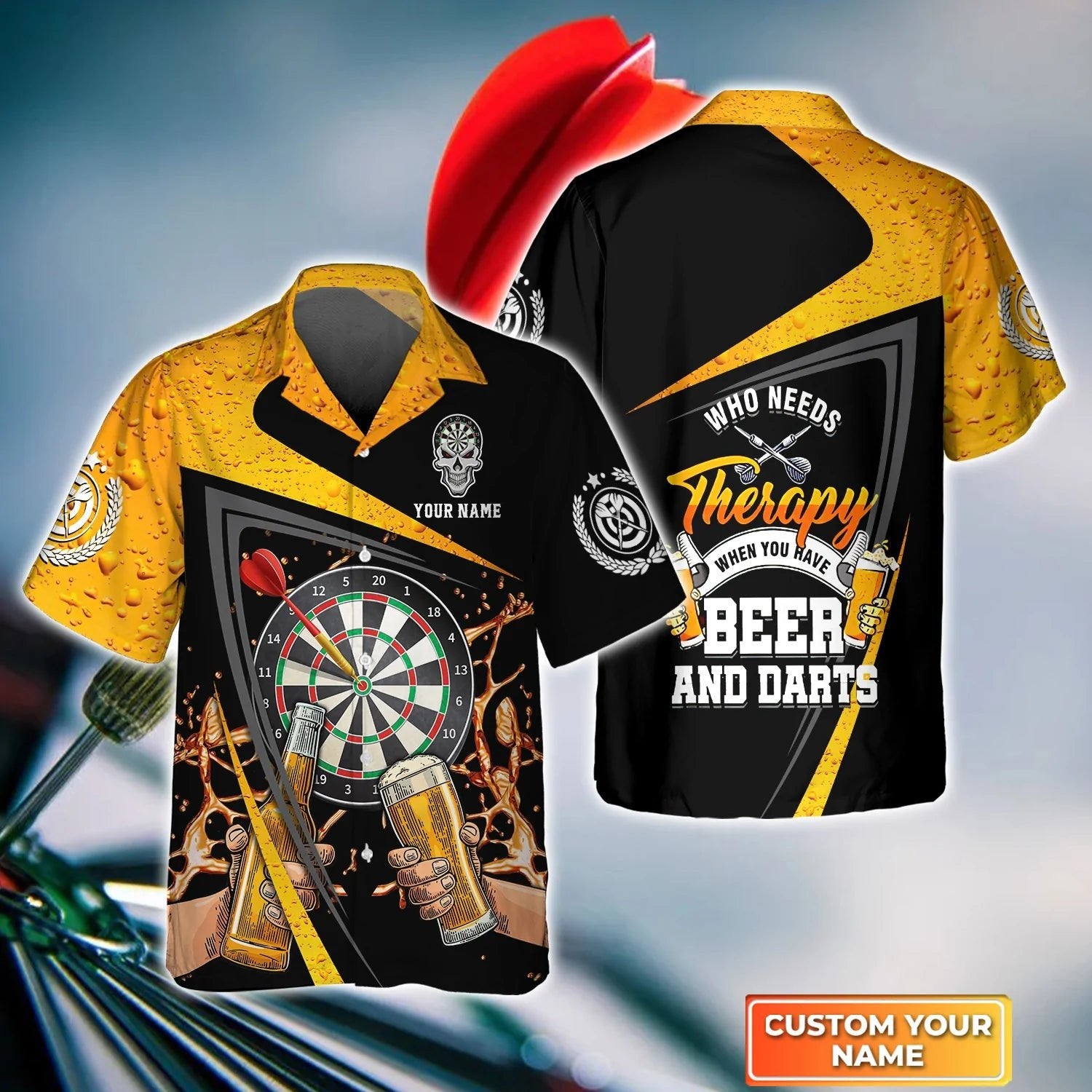 Just Want To Drink Beer And Play Darts. Personalized Name 3D Hawaiian Shirt