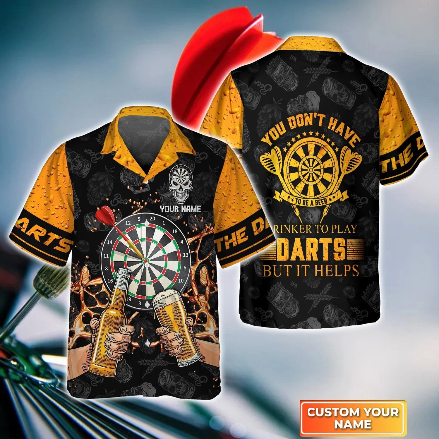 Just Want To Drink Beer And Play Darts. Personalized Name 3D Hawaiian Shirt