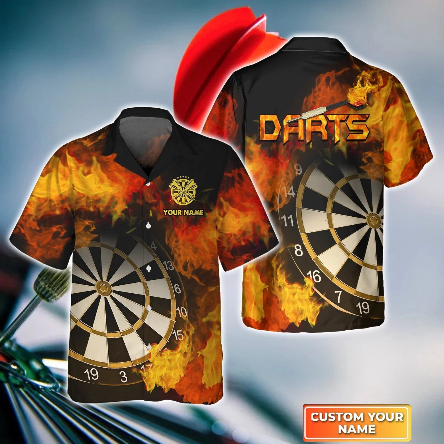 Darts Skull Shut Up and Throw Personalized Name 3D Hawaiian Shirt For Darts Player