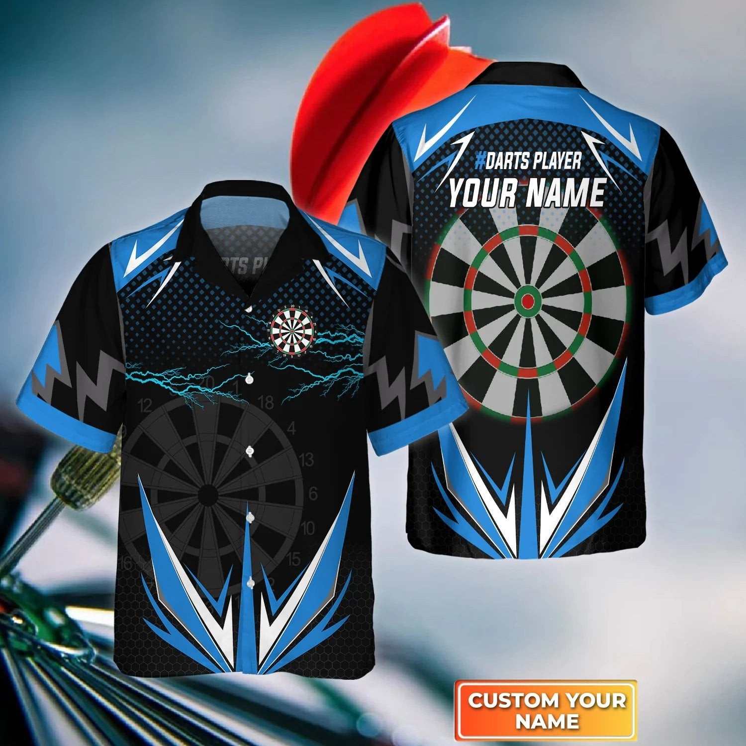 Darts Board In Flames Personalized Name 3D Hawaiian Shirt For Darts Team Player/ Dart Gift/ Dart Lover Gift