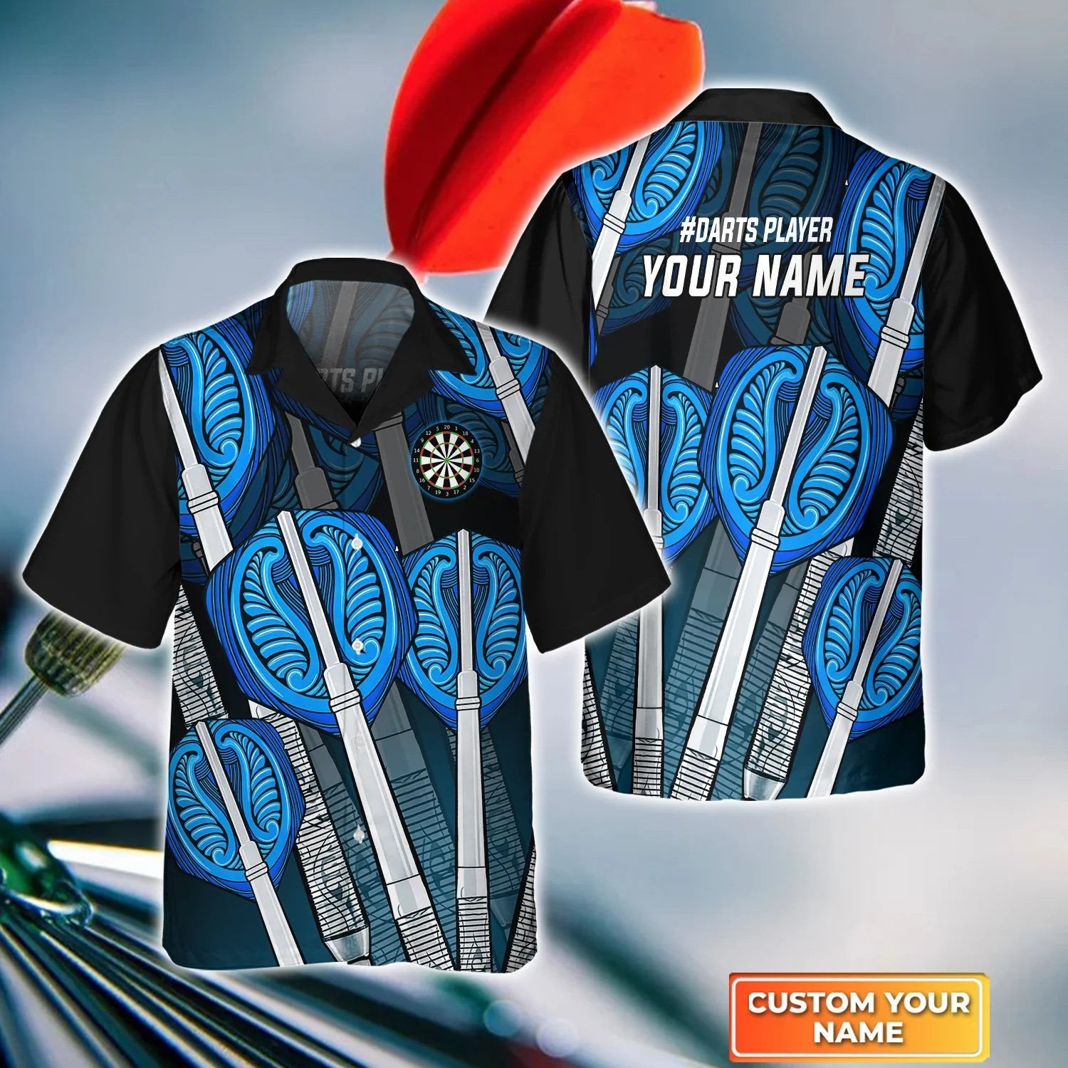 Darts Board In Flames Personalized Name 3D Hawaiian Shirt For Darts Team Player/ Dart Gift/ Dart Lover Gift