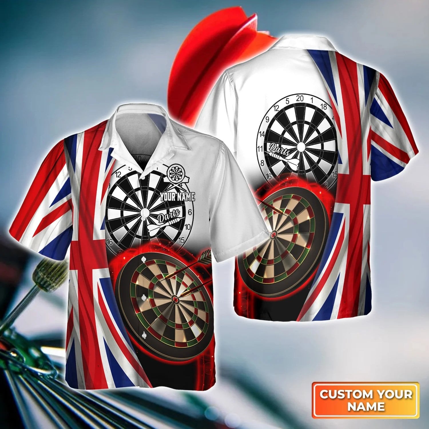 American Flag Dartboart Personalized Name 3D Hawaiian Shirt For Darts Player/ Dart Flag Shirt
