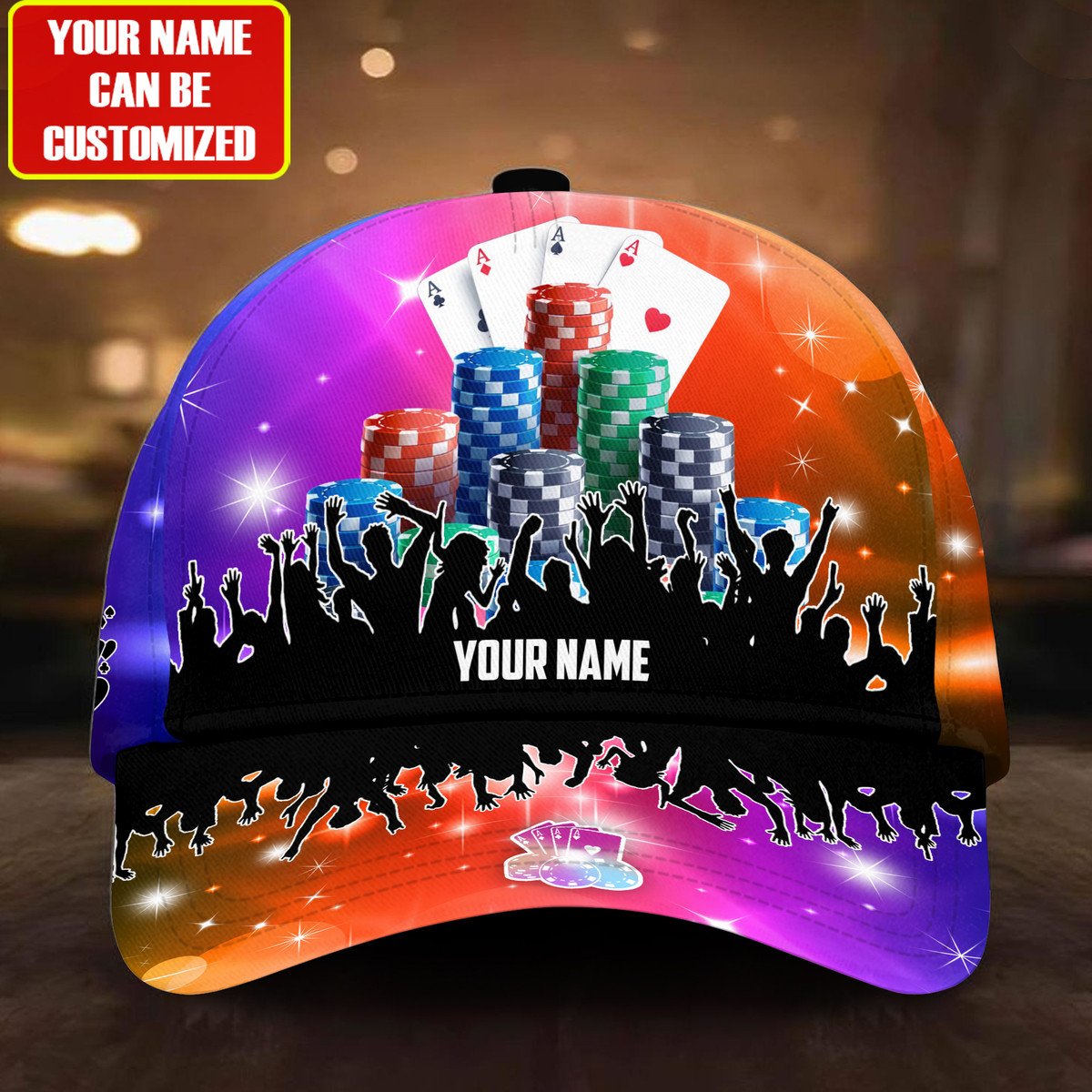Personalized Name Poker Color Classic Cap/ Casino Poker Hat/ Idea Gift for Poker Player