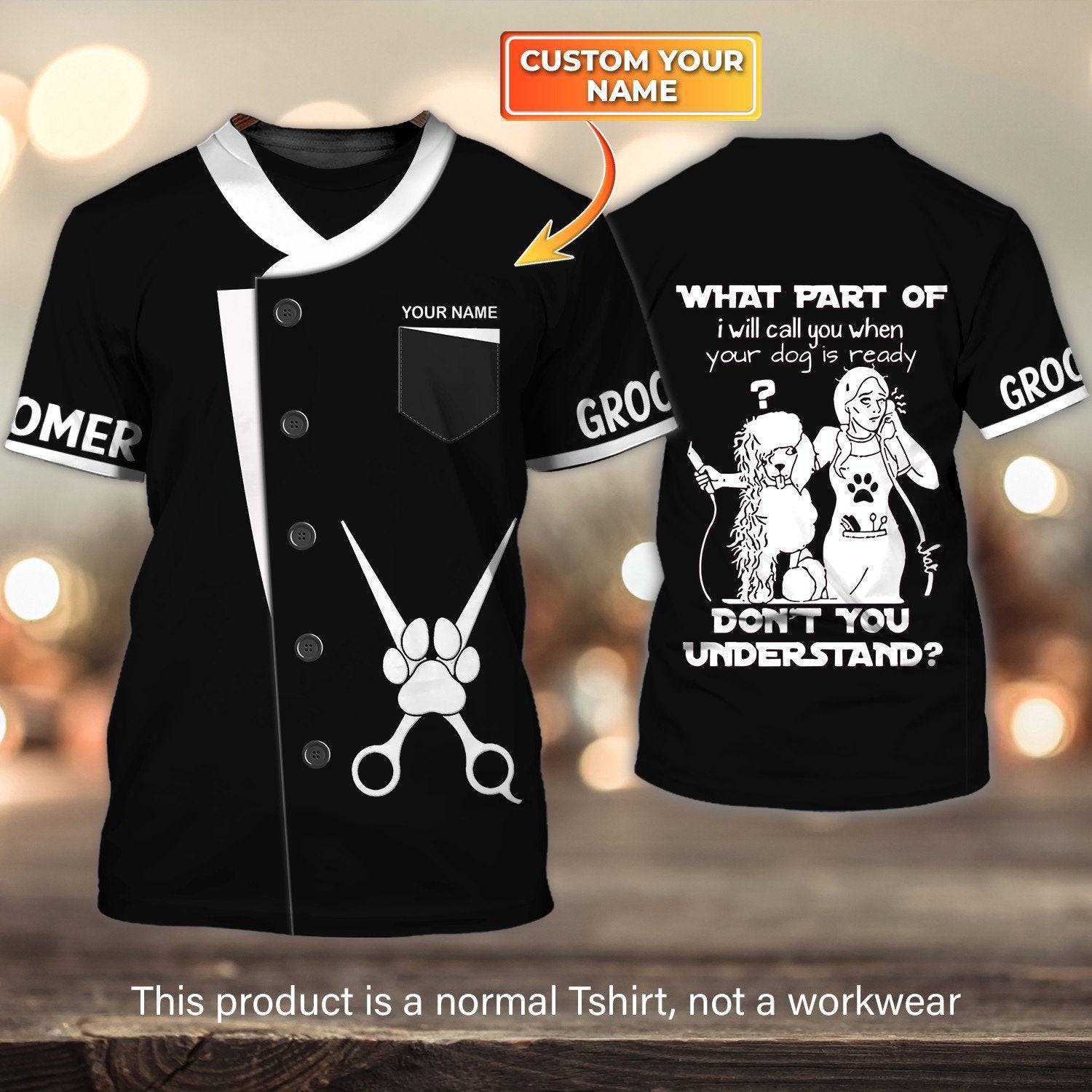 Pet Groomer Uniform For Salon Pet Personalized Name 3D All Over Print/ Shirt for Dog Groomer