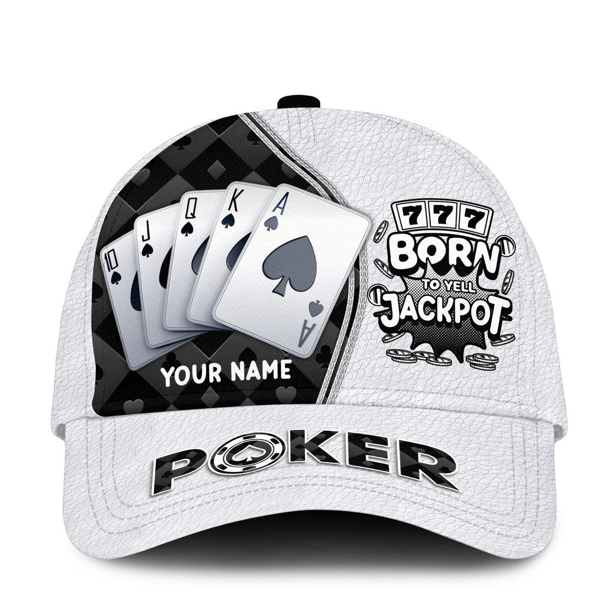 Personalized Name Poker Jackpot Classic Cap/ Born To Yell Jackpot Funny Cap/ Poker Hat