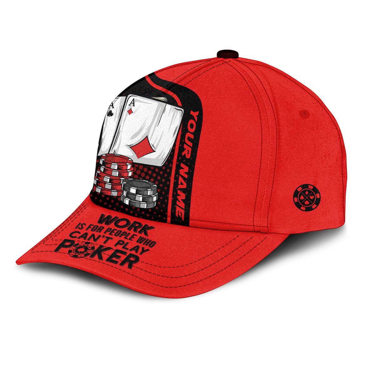 Personalized Name Poker Work and Folded Classic Cap/ Red Poker Cap for Men Women