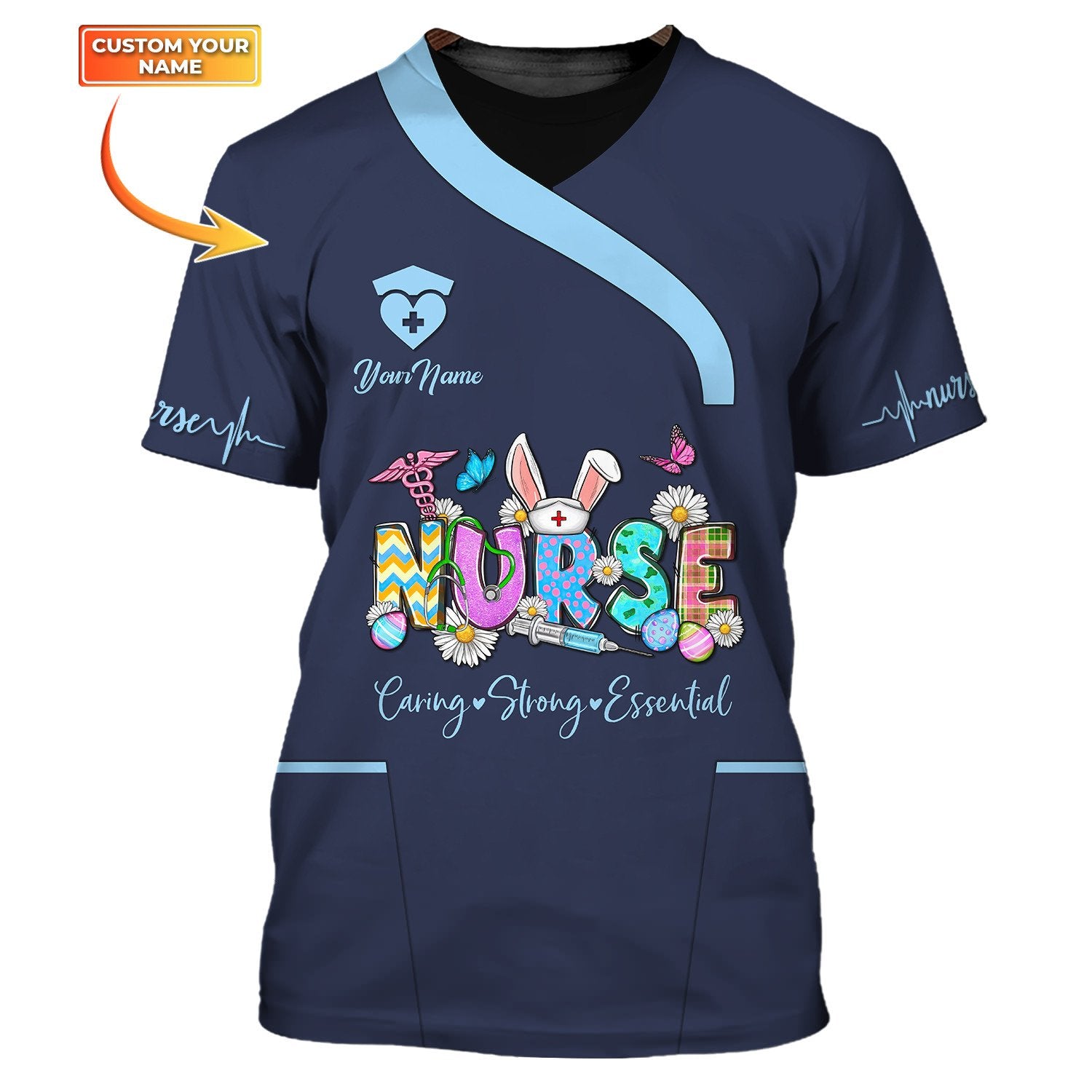 Nurse Earing Strong Essential Tee Shirt Custom Nurse Uniform/ Nurse Easter Day Shirt/ Idea Gift for Her