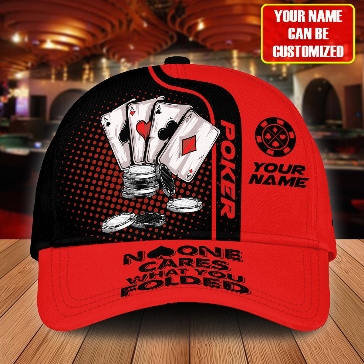 Personalized Name Poker Work and Folded Classic Cap/ Red Poker Cap for Men Women
