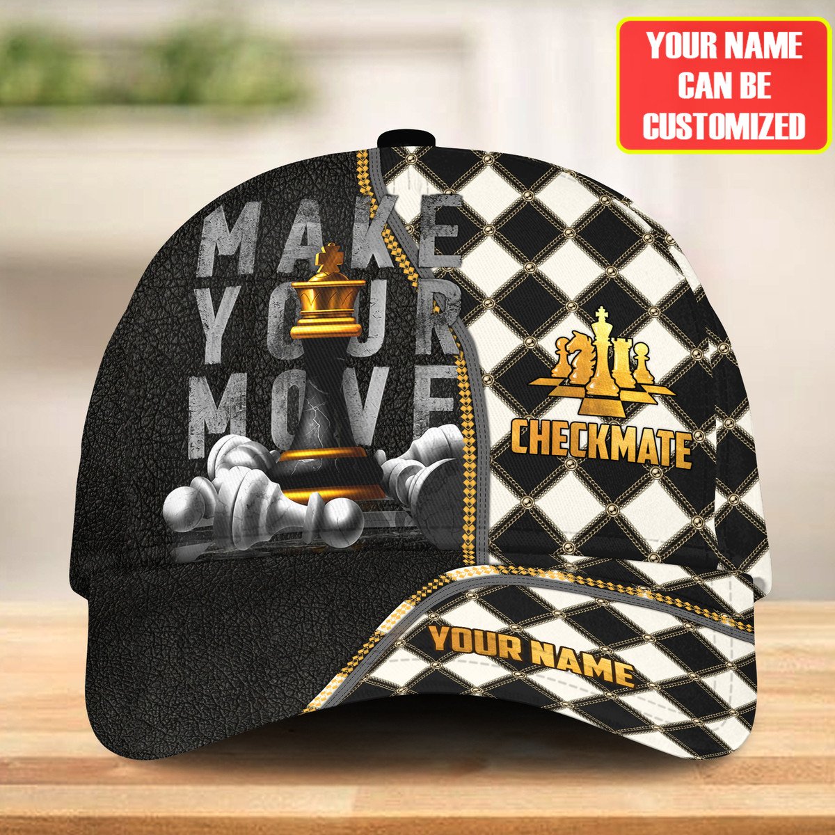 Personalized Name Chess Classic Cap/ Make Your Move Checkmate Cap Chess/ Hat for Chess Player