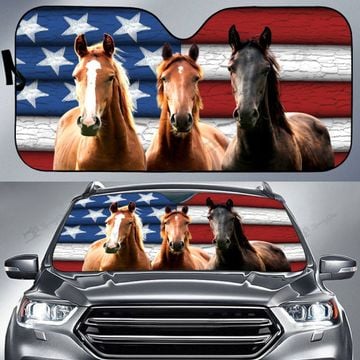 Coolspod Horse United States Flag Pattern Car Sun Shade/ Horse Sunshade Auto