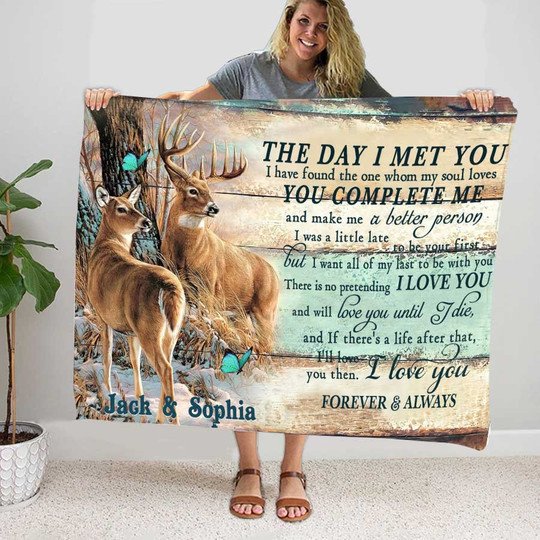 Personalized The Day I Met You Deer Blanket