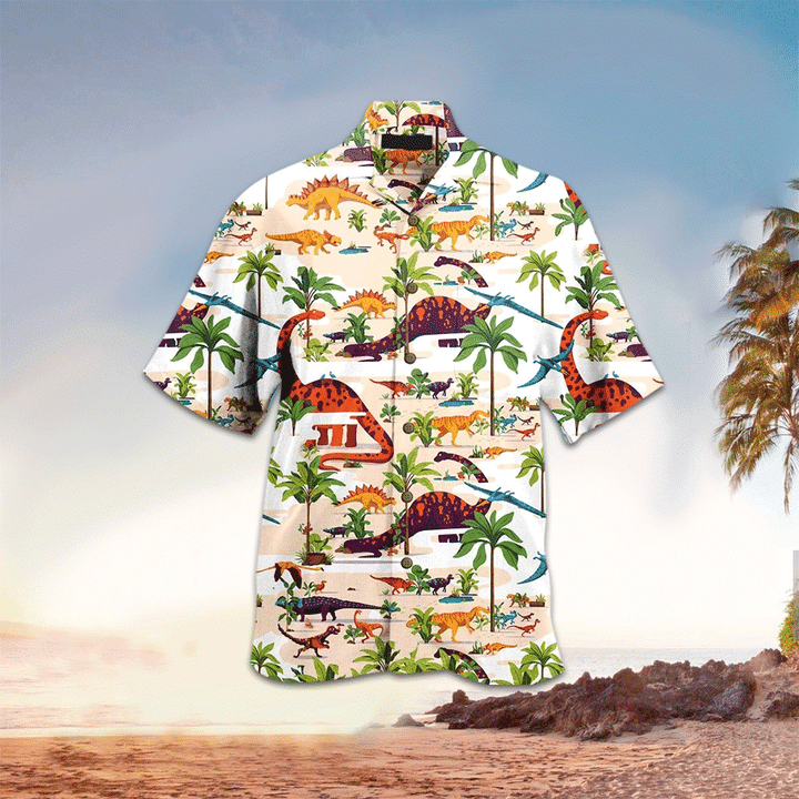 Dinosaurs Aloha Shirt/ Dinosaurs pattern Hawaiian Shirt For Dinosaurs Lovers