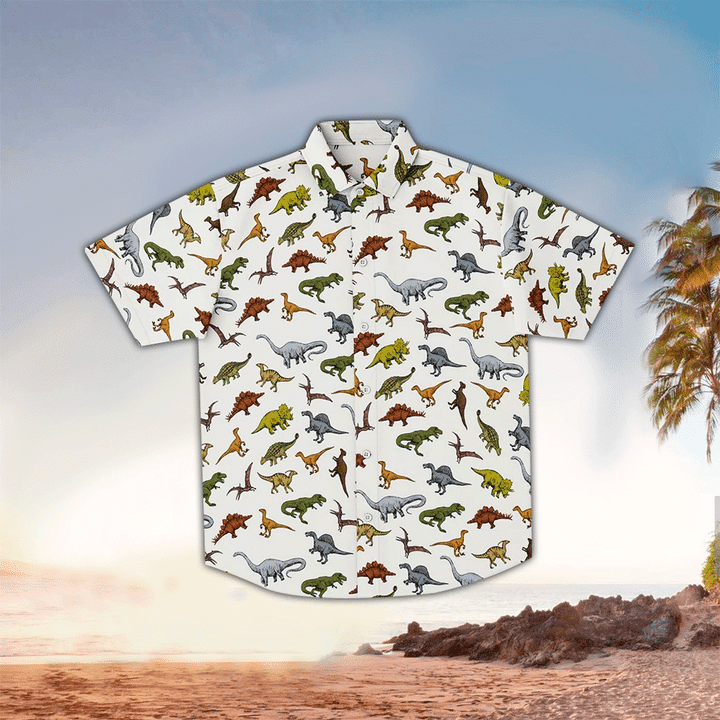 Dinosaurs Terrier Aloha Hawaii Shirt/ Perfect Hawaiian Shirt For Dinosaurs Lover