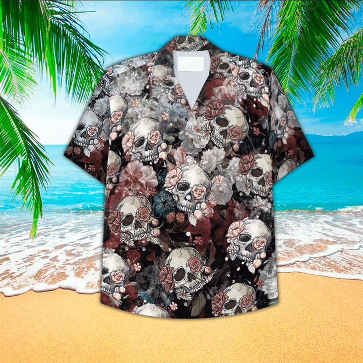 Dilligaf Flame Skull With G Hawaiian Shirt/ Perfect Skull Clothing/ Skull Hawaii Shirt Men