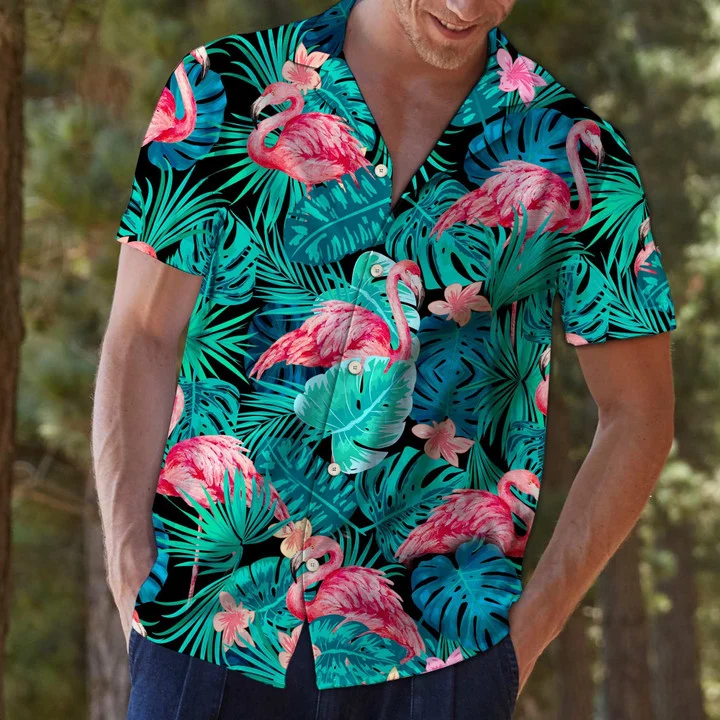 Flamingo Animal Species Tropical Jungle Design Hawaiian Shirt