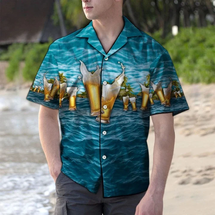 The Beauty Of Nature Beer Blue Ocean Pattern Hawaiian Shirt