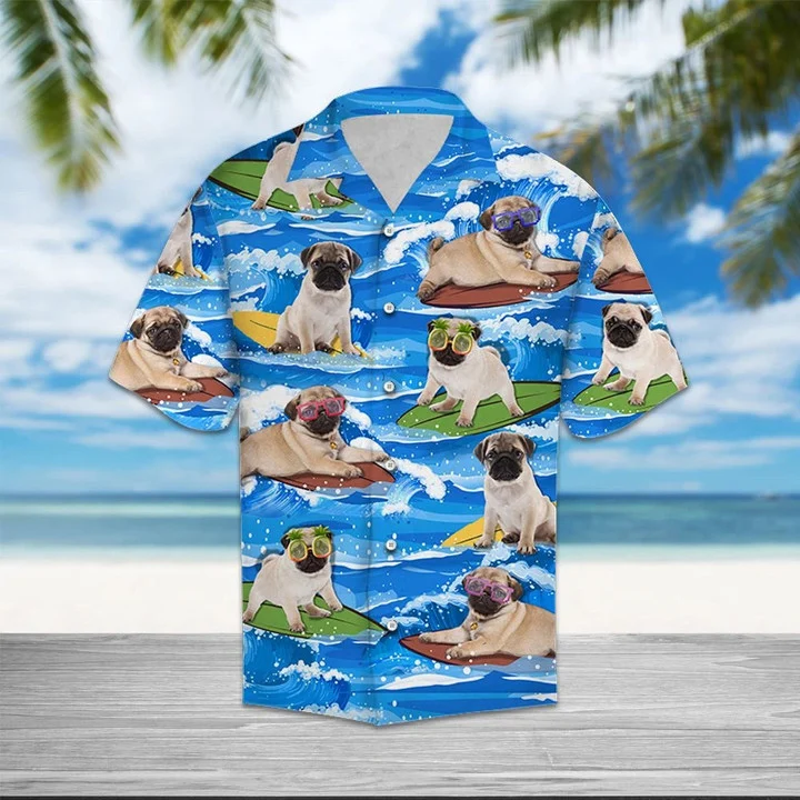 All I Need Is Pug Beach Abd My Dogs Pattern Hawaiian Shirt