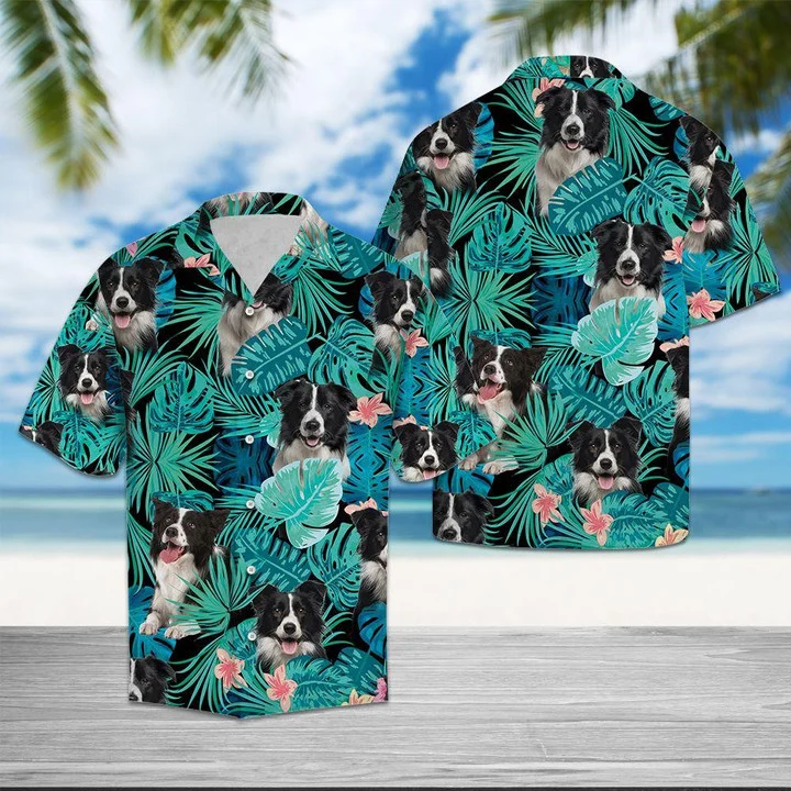 Border Collie Dog Hawaiian Shirt/ Tropical Clothing For Pet Lovers/ Gift Ideas For Dog Lovers