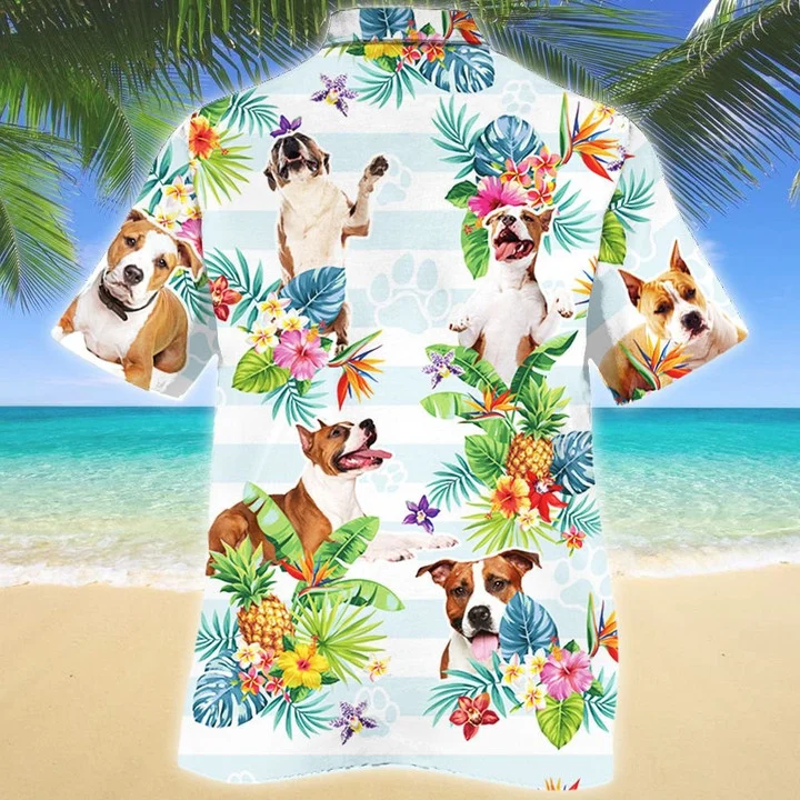 American Staffordshire Terrier hawaiian shirt/ Dog Tropical Flower Aloha Hawaiian Shirt