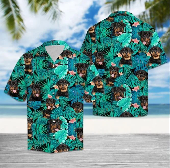 Love Rottweiler Tropical Jungle Hawaiian Shirt
