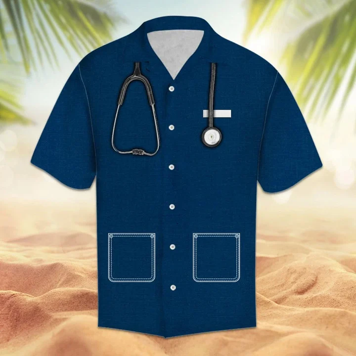 Amazing Nurse Suit All Navy Design Themed Hawaiian Shirt