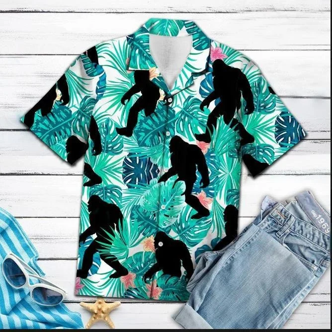 Cool Bigfoot Tropical Jungle Hawaiian Shirt