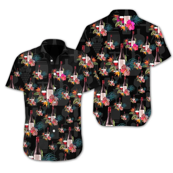 Wine Flower At Dark Night Hawaiian Shirt/ hawaiian shirt for men