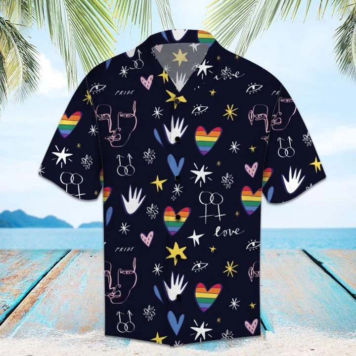 Love Amazing Lgbt Hawaiian Shirt/ Short Sleeve Hawaiian Aloha Shirt for men and women