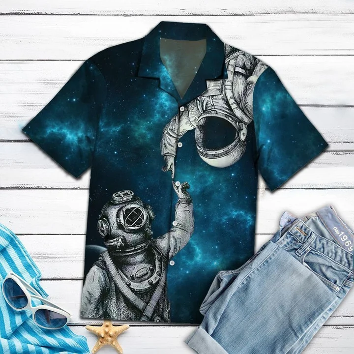 Everything''s Falling Into Space With Astronaut Hawaiian Shirt/ Short Sleeve Hawaiian Aloha Shirt for men